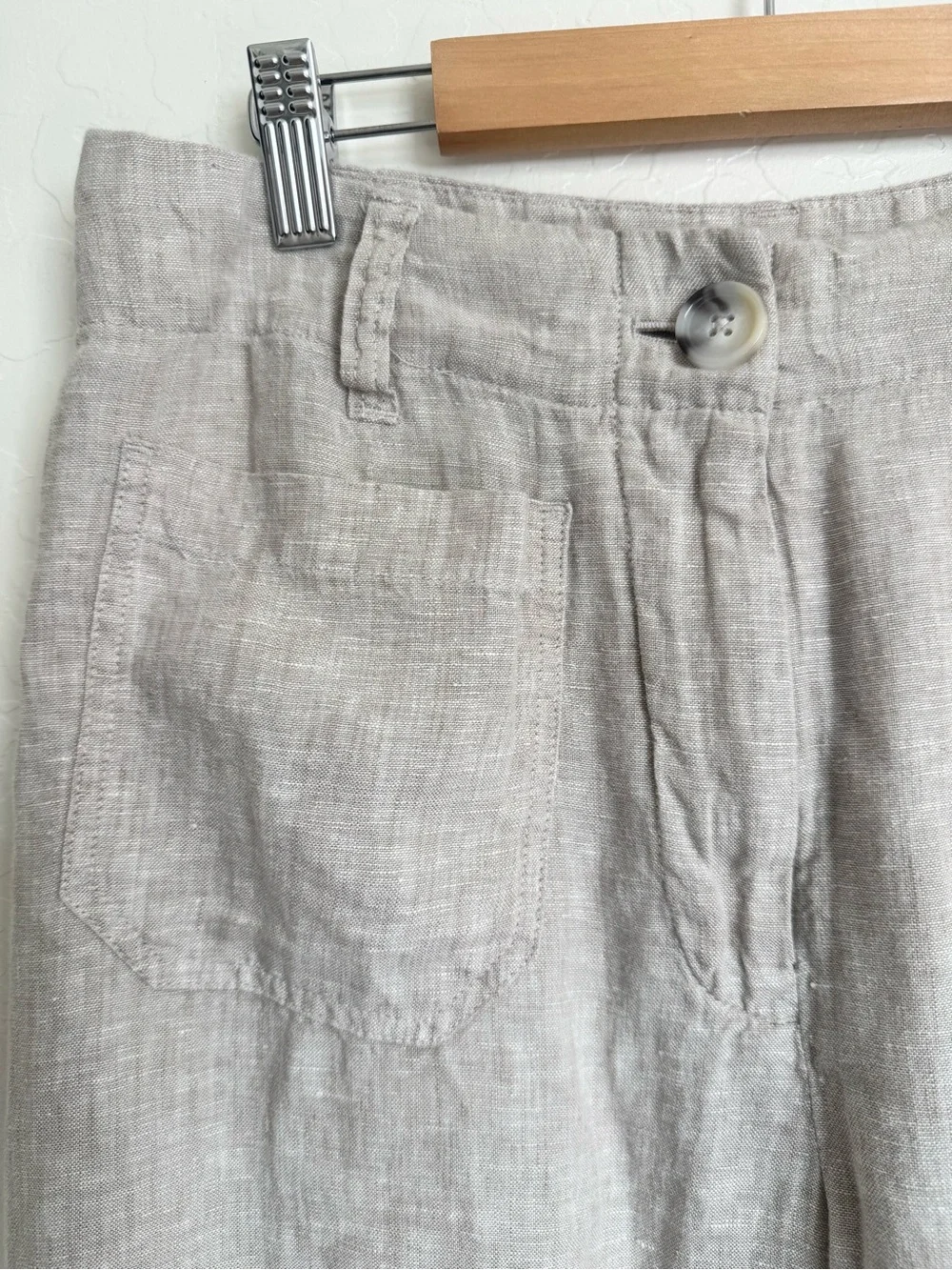 Quince 100% European Linen Wide Leg Trouser Flax Size 4 Patch Pockets Pants